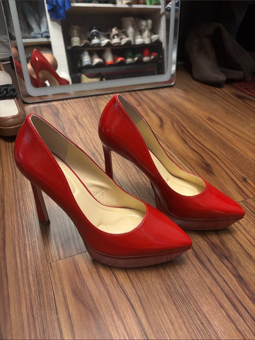 Jessica Simpson Red Patent Platform Stiletto Pumps